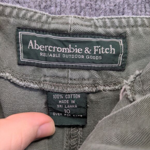 Abercrombie & Fitch Womens Chino Shorts Green Size 10 Cotton Slash Pockets - Picture 10 of 10